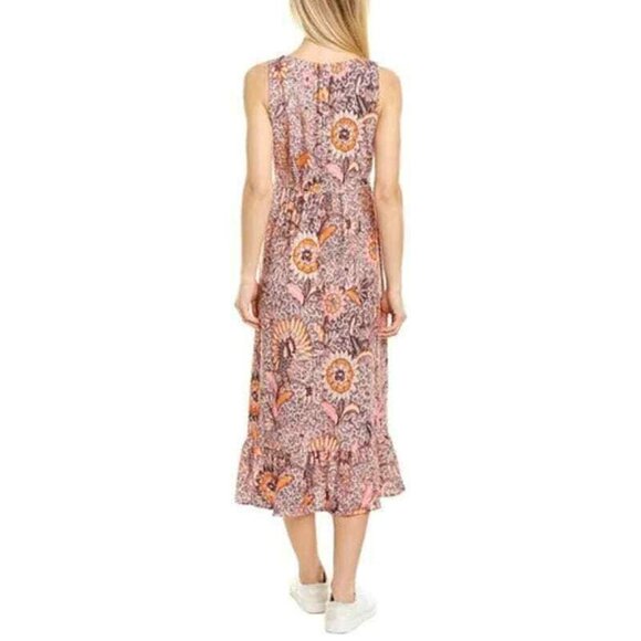 Madewell Lace-Up Ruffle-Hem Midi Dress in Bali Blooms- NWOT- - Picture 2 of 12